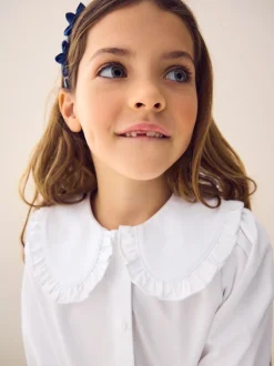 Next Blanc - Chemisier scolaire à col volanté riche en coton à fermeture par contact (3-14ans) Sale