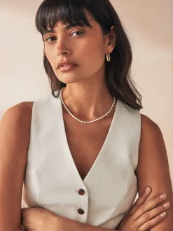 Next Blanc - Collier court effet nacré Outlet