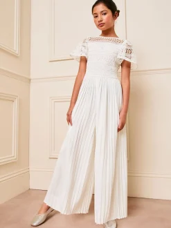 Lipsy Blanc - Combinaison d'occasion en dentelle à manches volantes (5-16yrs) Clearance