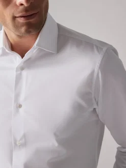 Next Blanc - Coupe ajustée Easy Care Single Cuff Smart Chemises 4 Pack Online