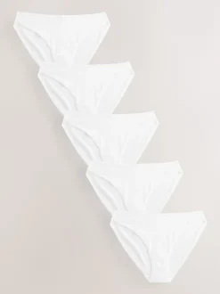 Next Blanc - Culotte en coton riche 5 Pack Échancrure haute Outlet