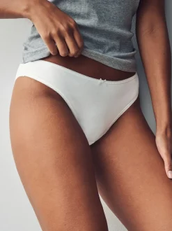 Next Blanc - Culotte en coton riche 5 Pack Échancrure haute Outlet