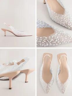 Next Blanc - Détail bijoux en vinyle à bout pointu Forever Comfort® À attache à l’arrière Discount