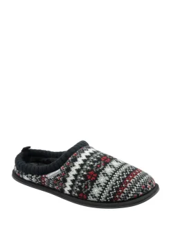 Dunlop Blanc - Mens Motif Fair Isle Mules pantoufles doublées chaudes
