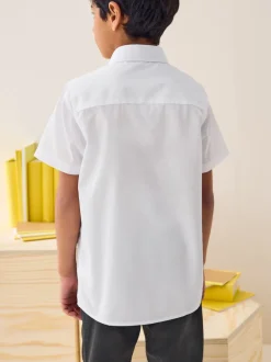 Next Blanc - Easy Fastening Manches courtes School Shirts 2 Pack (3-16ans) Outlet