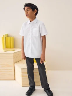 Next Blanc - Easy Fastening Manches courtes School Shirts 2 Pack (3-16ans) Outlet