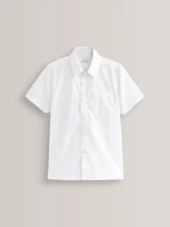 Next Blanc - Easy Fastening Manches courtes School Shirts 2 Pack (3-16ans) Outlet