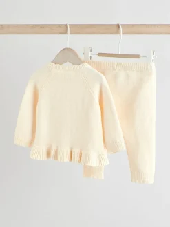 Next Blanc - Ensemble cardigan en maille à nœud à volants (0mois-3ans) Sale