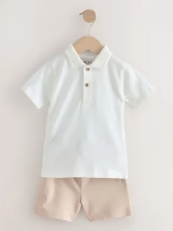 Next Blanc - Ensemble polo texturé à manches courtes et short (3mois7ans) Outlet