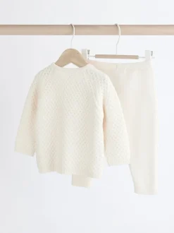 Next Blanc - Ensemble pull et pantalon en maille bébé (0mois-2ans) Sale
