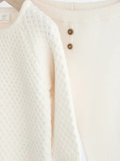Next Blanc - Ensemble pull et pantalon en maille bébé (0mois-2ans) Sale