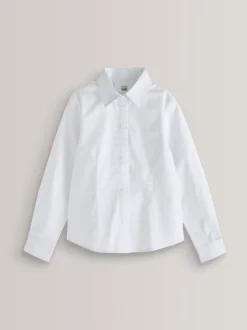Next Blanc - Fermeture par contact Cotton Rich Extensible Manches longues School Chemises (3-17yrs) New
