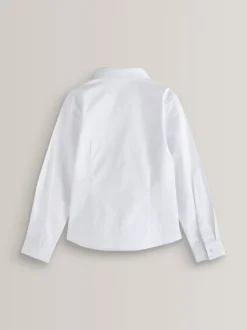 Next Blanc - Fermeture par contact Cotton Rich Extensible Manches longues School Chemises (3-17yrs) New