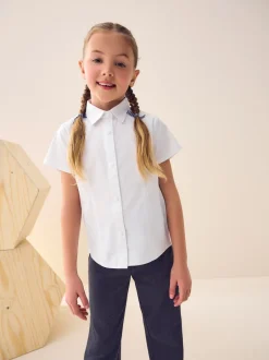 Next Blanc - Fermeture par contact Chemises à manches extensibles riches en coton (3-17ans) Sale