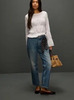 Next Blanc - Haut froncé à Manches longues et Col rond