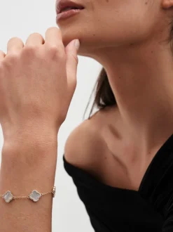 Jon Richard - Jets Bracelet trèfle en émail Blanc Discount