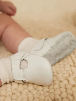 Next Blanc - Leather Bébé T-Bar Chaussures (0-24mths) Discount