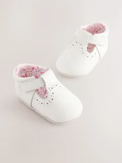 Next Blanc - Leather Bébé T-Bar Chaussures (0-24mths) Outlet