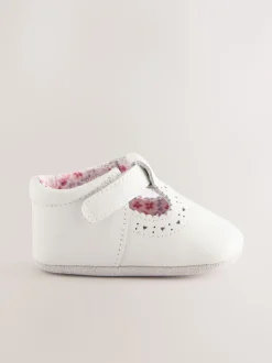 Next Blanc - Leather Bébé T-Bar Chaussures (0-24mths) Outlet