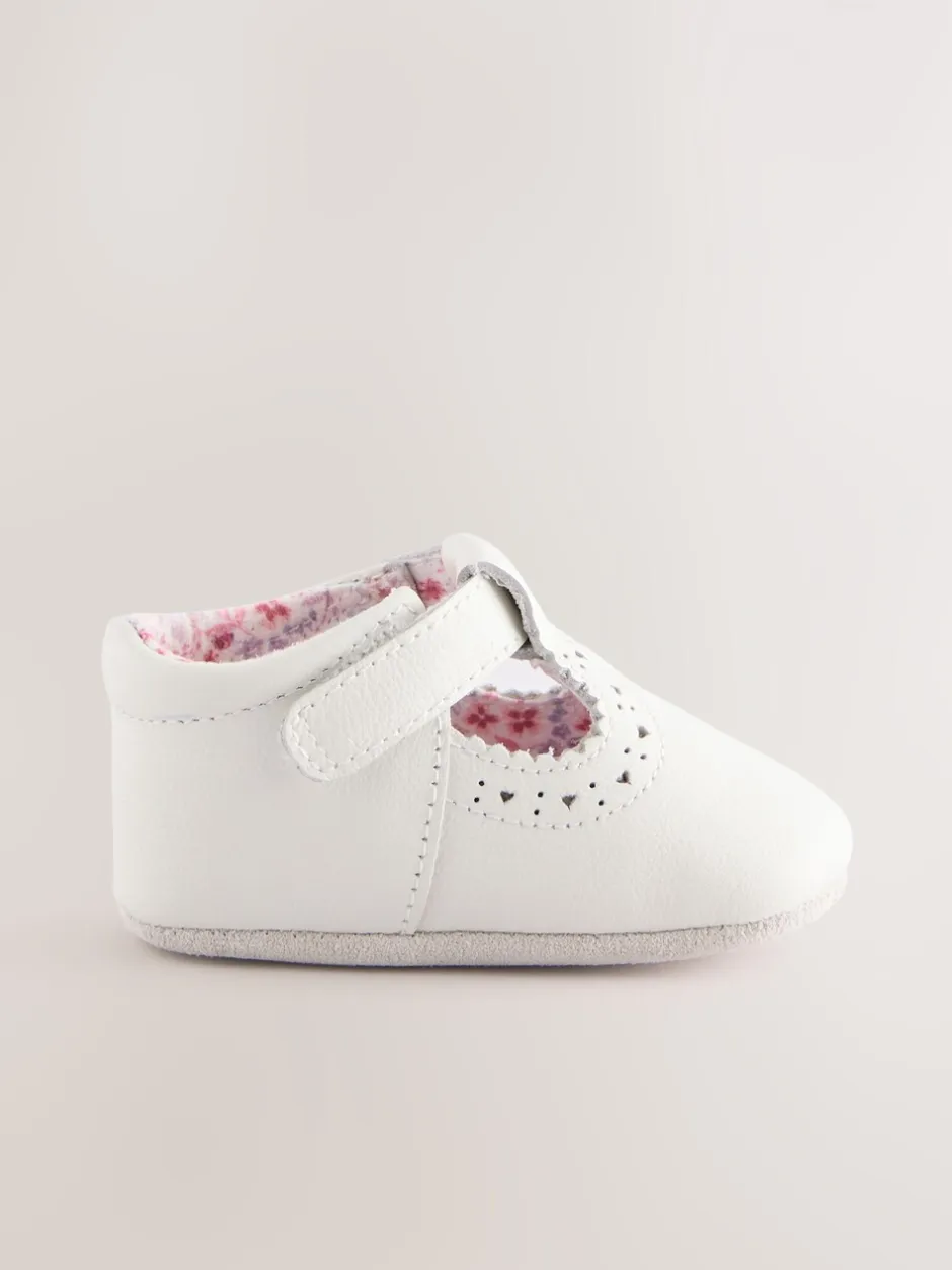 Next Blanc - Leather Bébé T-Bar Chaussures (0-24mths) Outlet