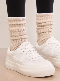 Lipsy Blanc - Baskets de sport à lacets en toile épaisse Outlet