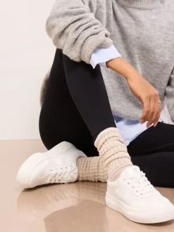 Lipsy Blanc - Baskets de sport à lacets en toile épaisse Outlet