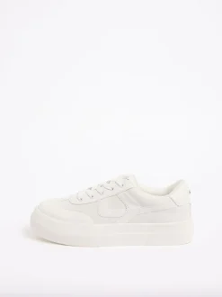 Lipsy Blanc - Baskets de sport à lacets en toile épaisse Outlet