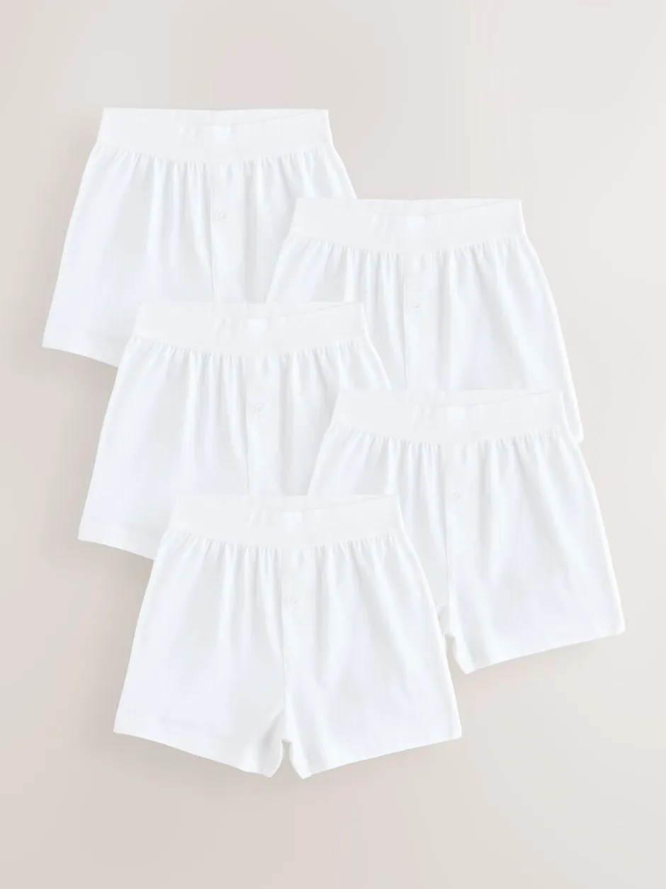 Next Blanc - Lot 5 100boxers amples % coton (1.5-16ans) New