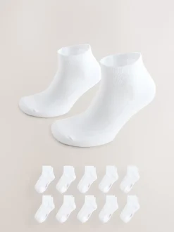 Next Blanc - Lot de 10 - Chaussettes de sport mi-hautes rembourrées New