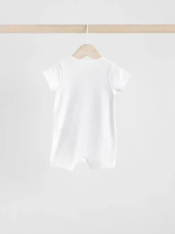 Next Blanc - Lot de 3 barboteuses à fermeture éclair bidirectionnelle pour bébé 100% coton (0mois à3ans) Sale