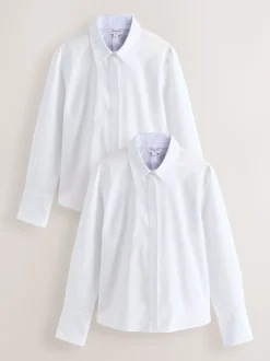 Next Blanc - Lot de 2 chemises ajustées extensibles indispensables à manches longues Hot