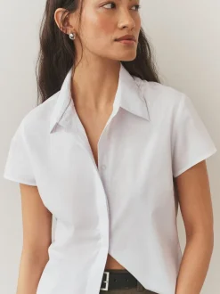 Next Blanc - Lot de 2 Chemises ajustées extensibles indispensables à Manches courtes