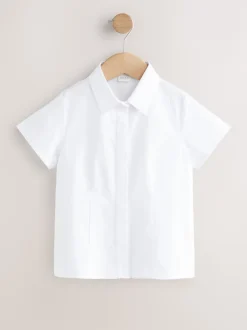 Next Blanc - Lot de 2 chemises Premium School riches en coton extensible ajustées à manches courtes (3-18ans) Sale