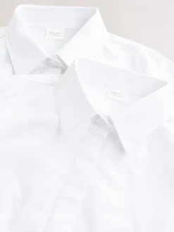 Next Blanc - Lot de 2 chemises Premium School riches en coton extensible ajustées à manches courtes (3-18ans) Sale