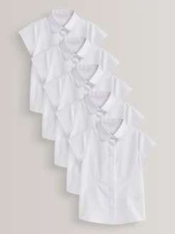 Next Blanc - Lot de 5 chemises scolaires ajustées à manches courtes (3-17 ans) Discount