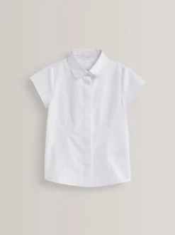 Next Blanc - Lot de 5 chemises scolaires ajustées à manches courtes (3-17 ans) Discount