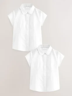 Next Blanc - Lot de 2 chemises scolaires ajustées à manches courtes (3-17 ans) Hot