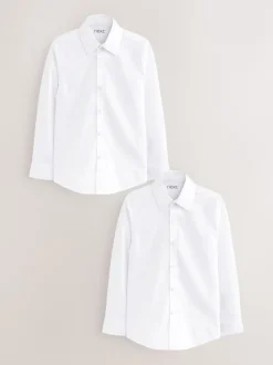Next Blanc - Lot de 2 chemises stretch à manches longues pour l'école (3-16ans) Sale