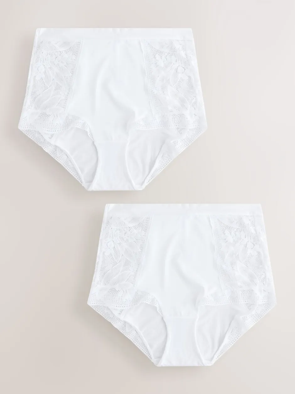 Next Blanc - Lot de 2 culottes en dentelle et microfibre Discount
