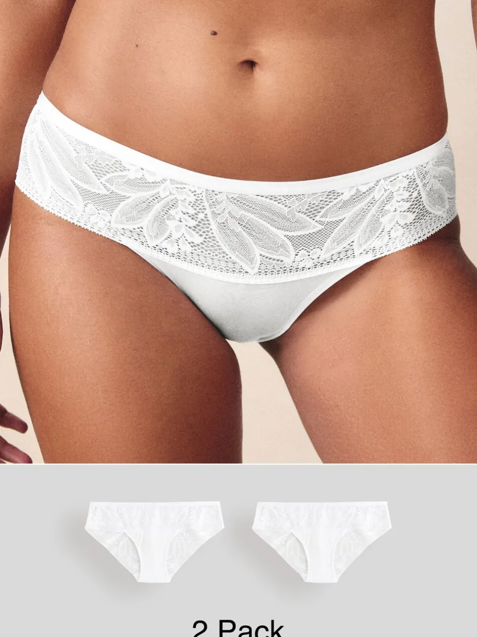 Next Blanc - Lot de 2 culottes en dentelle et microfibre Hot