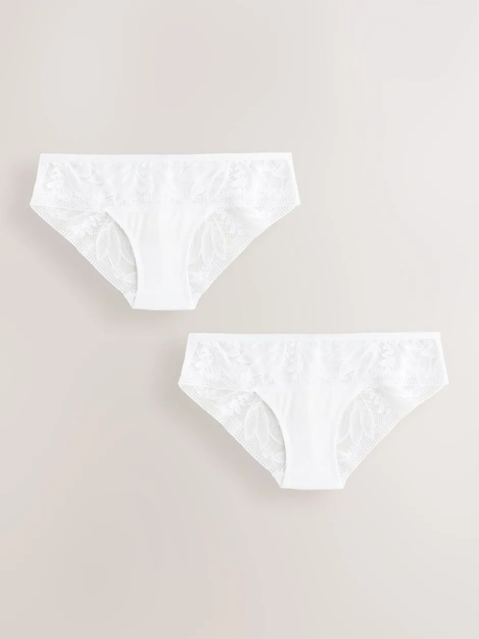 Next Blanc - Lot de 2 culottes en dentelle et microfibre Hot
