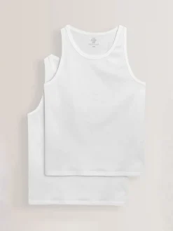 Next Blanc - Lot de 2 débardeurs à superposer purs 100% coton Discount