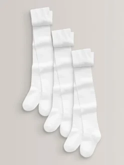 Next - Lot de 3 de collants pour l'école en coton riche Blanc