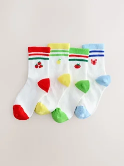 Next Blanc - Lot de 4 paires de chaussettes côtelées en coton majoritaire New