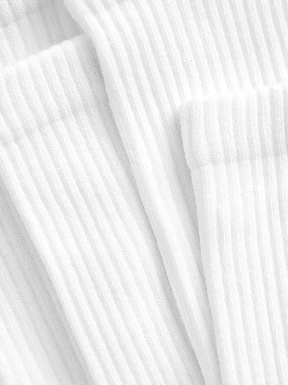 Next Blanc - Lot de 5 paires de chaussettes côtelées en coton majoritaire à semelle intérieure rembourrée Clearance
