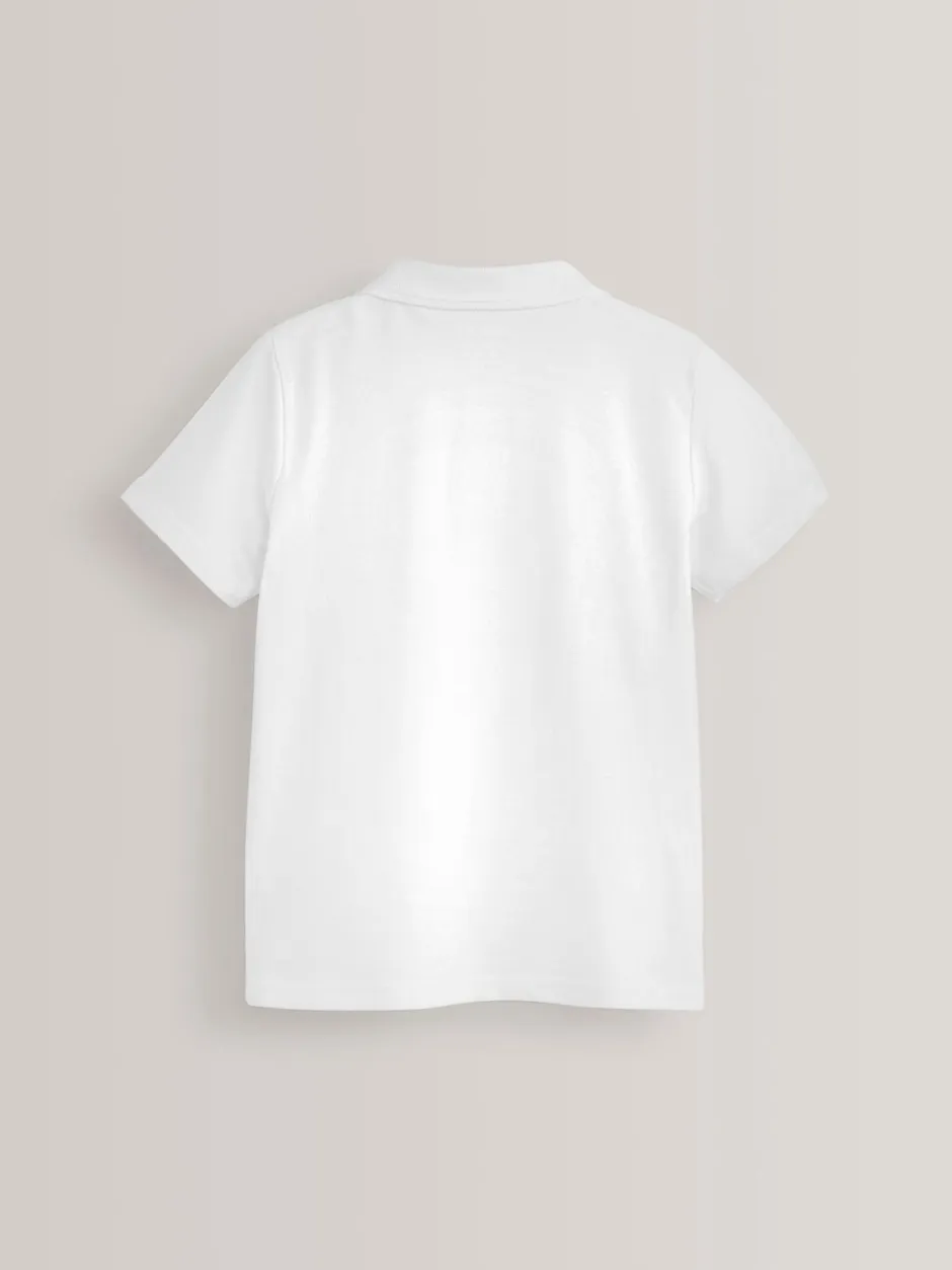 Next Blanc - Lot de 5 polos en coton à manches courtes pour l'école (3-16ans) Outlet