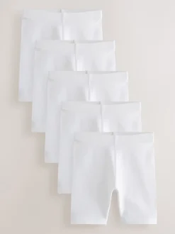 Next Blanc - Lot de 5 shorts de vélo extensibles en coton riche (3-16ans) Outlet