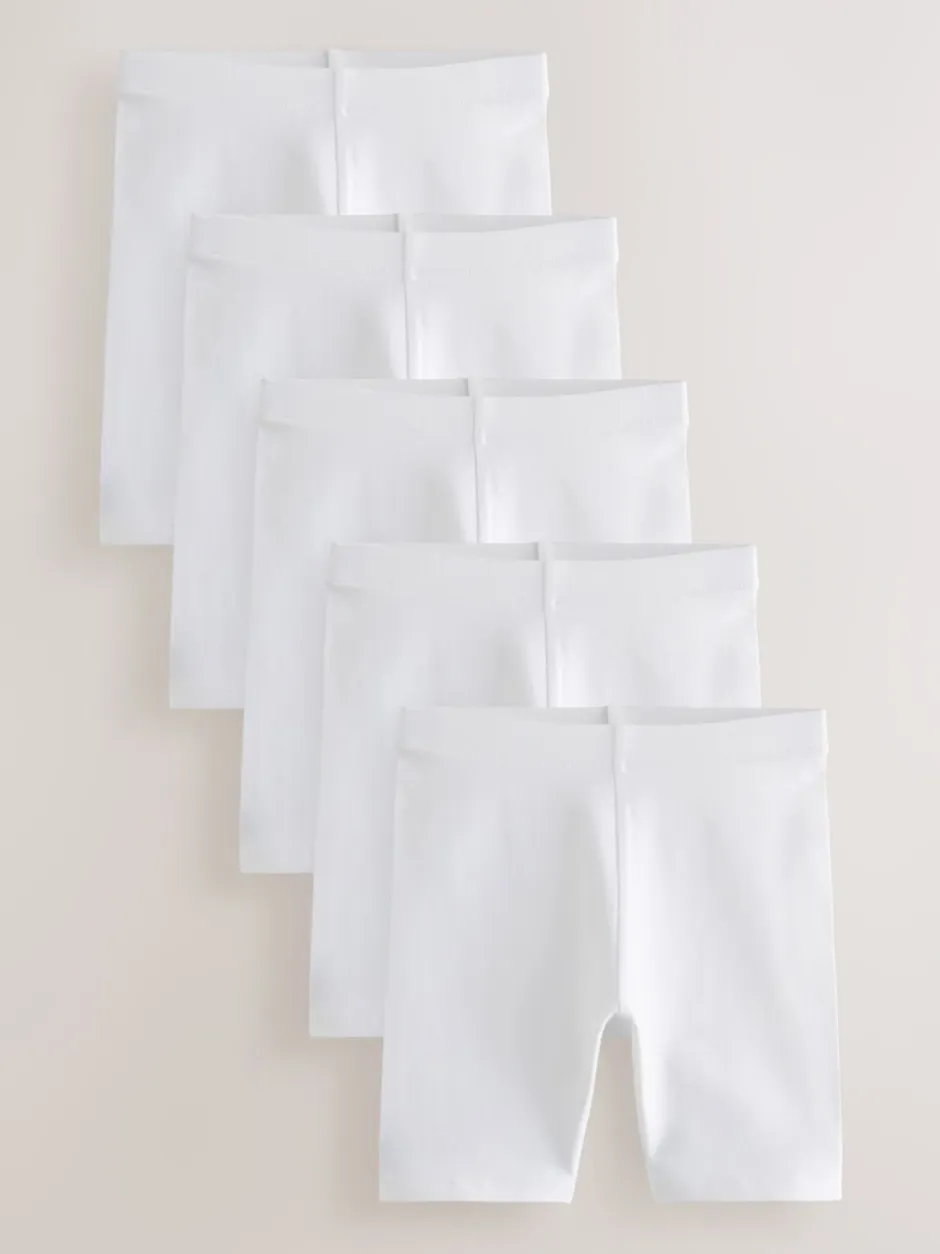 Next Blanc - Lot de 5 shorts de vélo extensibles en coton riche (3-16ans) Outlet