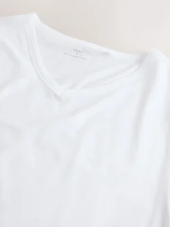 Next Blanc - Lot de 5 t-shirts à col en V superposés en modal Hot