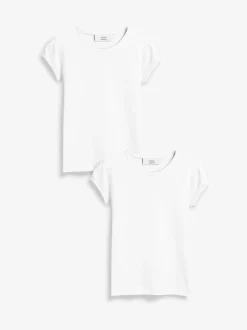 Next - Lot de 2 t-shirts à manches bouffantes (3-16ans) Blanc Discount